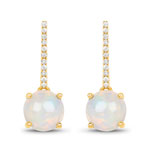 1.00 ctw. Genuine Ehiopian Opal and 0.07 ctw. White Diamond Dangle Earrings in 14K Yellow Gold