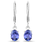 1.80 ctw. Genuine Tanzanite Solitaire Earrings in 14K White Gold