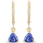 1.50 ctw. Genuine Tanzanite Solitaire Earrings in 14K Yellow Gold