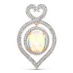 5.14 ctw. Genuine Ehiopian Opal and 0.55 ctw. White Diamond Crossover Pendant in 14K Rose Gold