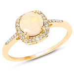 0.50 ctw Round shape Ethiopian Opal Ring in 14K Yellow Gold