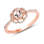 0.41 ctw. Genuine Morganite and 0.14 ctw. White Diamond Cocktail Ring in 14K Rose Gold