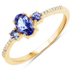 0.58 ctw Oval shape Tanzanite Ring in 14K Yellow Gold