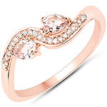 0.26 ctw. Genuine Morganite and 0.06 ctw. White Diamond Bypass Ring in 18K Rose Gold