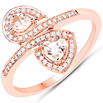0.35 ctw. Genuine Morganite and 0.16 ctw. White Diamond Bypass Ring in 18K Rose Gold