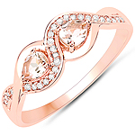 0.26 ctw. Genuine Morganite and 0.08 ctw. White Diamond Bypass Ring in 18K Rose Gold