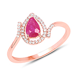 0.50 ctw. Genuine Ruby and 0.11 ctw. White Diamond Bypass Ring in 14K Rose Gold