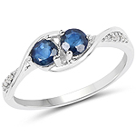 0.60 ctw. Genuine Blue Sapphire and 0.02 ctw. White Diamond Crossover Ring in 14K White Gold