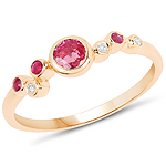 0.36 ctw. Genuine Ruby and 0.05 ctw. White Diamond Bridal Ring in 14K Yellow Gold