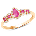 0.40 ctw. Genuine Ruby and 0.16 ctw. White Diamond 5-Stone Ring in 14K Yellow Gold