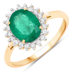 1.65 ctw Genuine Zambian Emerald Fine Finish Ring in 14K Yellow Gold