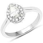 0.64 ctw. Genuine White Diamond Halo Ring in 14K White Gold