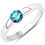 0.50 ctw. Genuine Blue Diamond Solitaire Ring in 14K White Gold