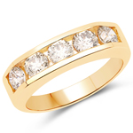1.50 ctw. Genuine Champagne Diamond 5-Stone Ring in 14K Yellow Gold