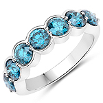 2.05 ctw. Genuine Blue Diamond Eternity Ring in 14K White Gold