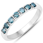 0.49 ctw. Genuine Blue Diamond Eternity Ring in 14K White Gold