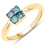0.50 ctw. Genuine Blue Diamond Statement Ring in 14K Yellow Gold