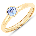 0.45 ctw. Genuine Tanzanite Solitaire Ring in 14K Yellow Gold