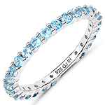 .925 Sterling Silver 0.94 ctw Swiss Blue Topaz Ring