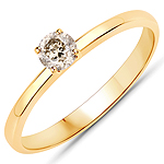 0.25 ctw. Genuine Champagne Diamond Solitaire Ring in 14K Yellow Gold