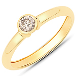 0.25 ctw. Genuine Champagne Diamond Solitaire Ring in 14K Yellow Gold