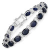 26.72 Carat Genuine Blue Sapphire and White Diamond 14K White Gold Bracelet