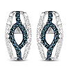 0.42 Carat Genuine Blue Diamond & White Diamond .925 Sterling Silver Earrings