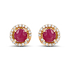 0.71 Carat Genuine Ruby and White Diamond 14K Yellow Gold Earrings