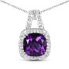 2.80 Carat Genuine Amethyst and White Topaz .925 Sterling Silver Pendant