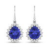 0.45 ctw. Genuine White Diamond Semi-Mounting Dangle Earrings in 14K White Gold - holds 9x7mm Pear Gemstones with Pear 9x7mm- 2Pcs Tanzanite