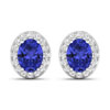 0.45 ctw. Genuine White Diamond Semi-Mounting Studs in 14K White Gold - holds 8x6mm Oval Gemstones with Oval 8x6mm- 2Pcs Tanzanite