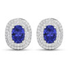 0.45 ctw. Genuine White Diamond Semi-Mounting Studs in 14K White Gold - holds 7x5mm Oval Gemstones with Oval 7x5mm- 2Pcs Tanzanite