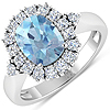 0.54 ctw. Genuine White Diamond Semi-Mounting Halo Ring in 14K White Gold - holds 9x7mm Cushion Gemstone with Aquamarine Cushion 9x7mm