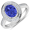 0.22 ctw. White Diamond Semi-Mount Ring in 14K White Gold with Tanzanite Oval 9x7mm