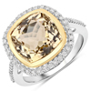6.11 Carat Genuine Rarest Light Yellow Brazilian Tourmaline and White Diamond 14K White Gold Ring