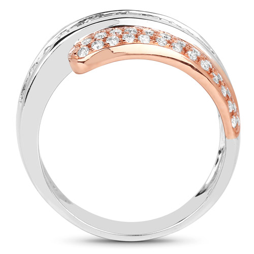 0.99 Carat Genuine White Diamond 14K White & Rose Gold Ring (G-H Color, SI1-SI2 Clarity)