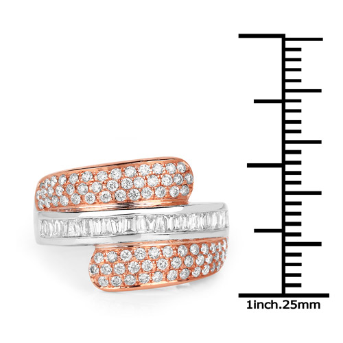 0.99 Carat Genuine White Diamond 14K White & Rose Gold Ring (G-H Color, SI1-SI2 Clarity)