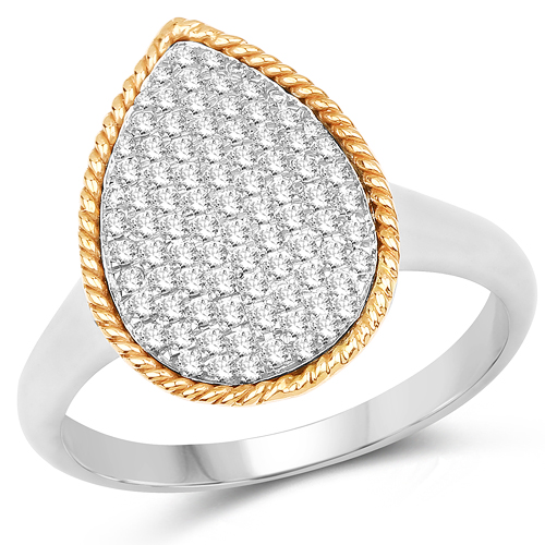 Diamond-0.40 Carat Genuine White Diamond 14K White & Rose Gold Ring (E-F Color, SI Clarity)