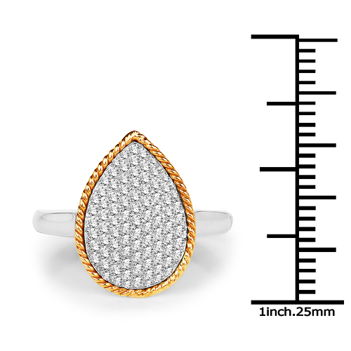 0.40 Carat Genuine White Diamond 14K White & Rose Gold Ring (E-F Color, SI Clarity)