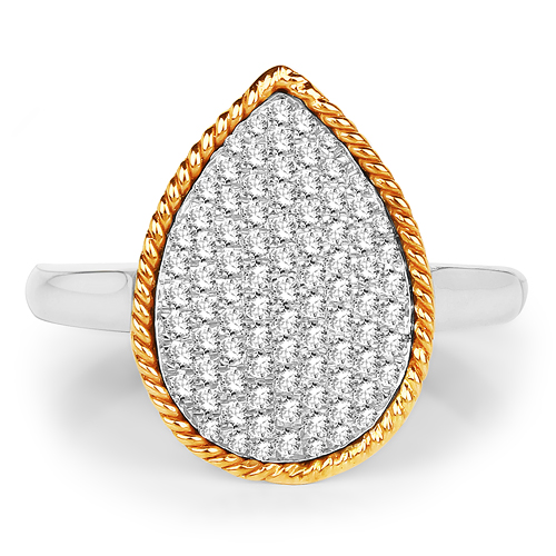 0.40 Carat Genuine White Diamond 14K White & Rose Gold Ring (E-F Color, SI Clarity)