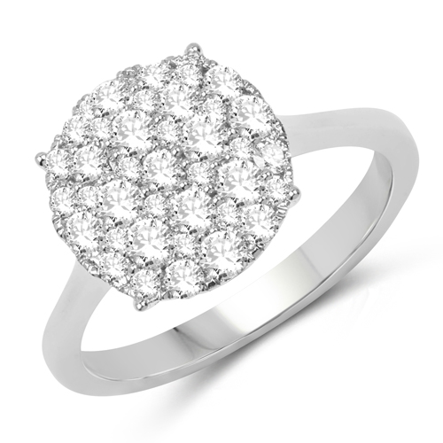 Diamond-0.64 Carat Genuine White Diamond 14K White Gold Ring (E-F Color, SI Clarity)