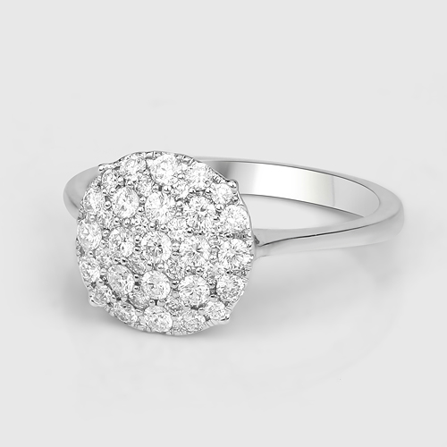 0.64 Carat Genuine White Diamond 14K White Gold Ring (E-F Color, SI Clarity)