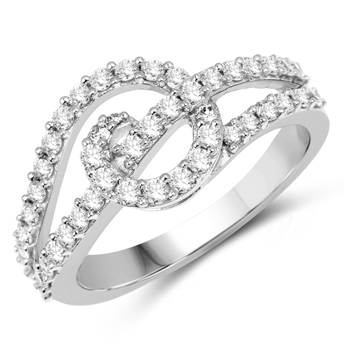 Diamond-0.67 Carat Genuine White Diamond 14K White Gold Ring (E-F-G Color, SI1-SI2 Clarity)