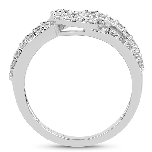 0.67 Carat Genuine White Diamond 14K White Gold Ring (E-F-G Color, SI1-SI2 Clarity)