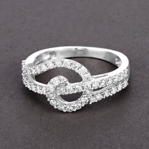 0.67 Carat Genuine White Diamond 14K White Gold Ring (E-F-G Color, SI1-SI2 Clarity)
