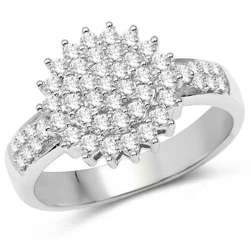 Diamond-0.58 Carat Genuine White Diamond 14K White Gold Ring (E-F Color, SI1-SI2 Clarity)