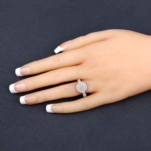 0.58 Carat Genuine White Diamond 14K White Gold Ring (E-F Color, SI1-SI2 Clarity)