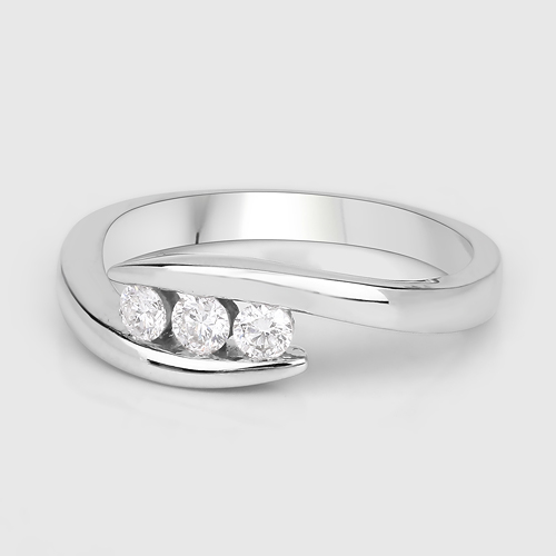 0.26 Carat Genuine White Diamond 14K White Gold Ring (E-F Color, SI Clarity)