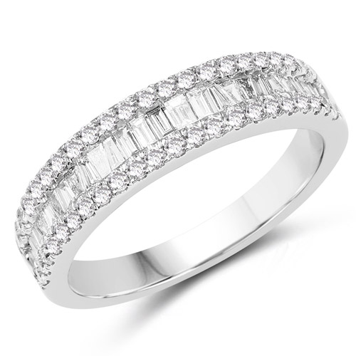 Diamond-0.68 Carat Genuine White Diamond 14K White Gold Ring (G-H Color, SI1-SI2 Clarity)