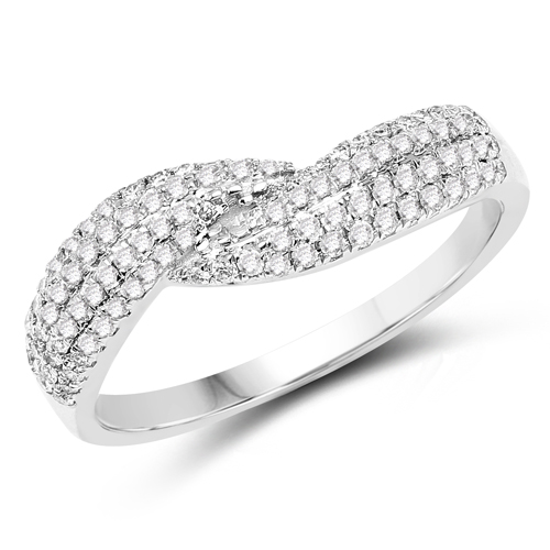 Diamond-0.39 Carat Genuine White Diamond 14K White Gold Ring (E-F Color, SI1-SI2 Clarity)